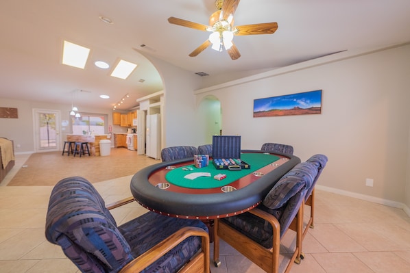 Removable dining top - poker chips and cards supplied