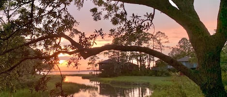 View when crossing the wooden bridge onto Deer Island