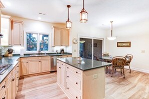 Well=appointed kitchen with all you need to have a fabulous gathering 
