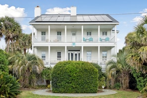 Front of the house, with decks on each floor