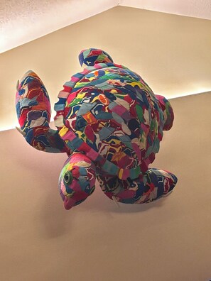 Tidas the turtle.  Made from recycled flip flops in Kenya. 