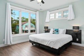 King size bed in master bedroom