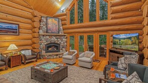 Get cozy around the fireplace