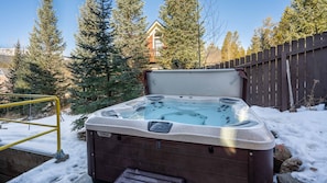 Private hot tub near rec room