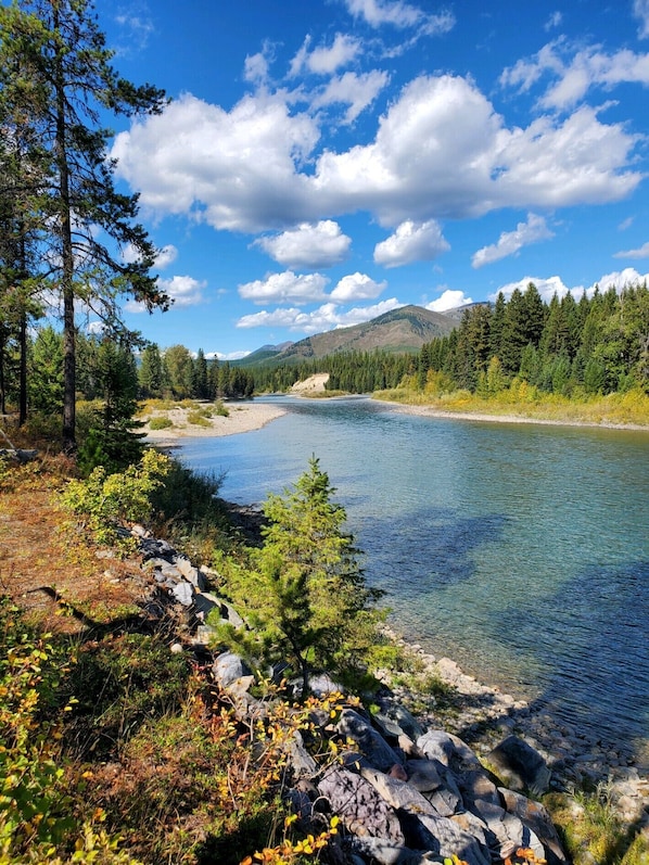 View up river from the deck