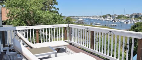 View from master BDRM suite deck. View of salt, Pond Marina and Chesapeake Bay.