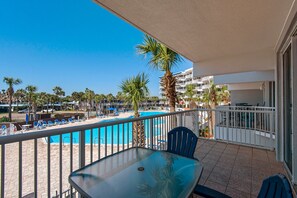 Balcony has Pool and Gulf Views