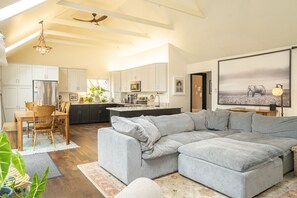 Open concept living room and kitchen. 