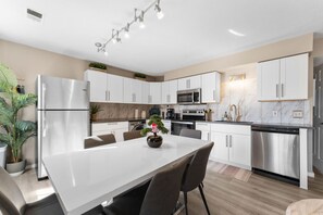 Expanded kitchen space allows for easier meals in