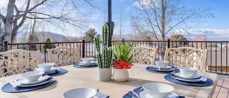 Capture a beautiful sunrise or a sunset over our Utah mountains on this porch. 