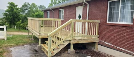 Entrance and deck for Black River Condo