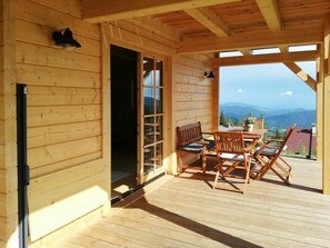 Building, Property, Sky, Wood, Shade, Interior Design, Porch, Table, Door, Wood Stain