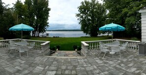 Large patio - perfect for drinks or dining with a gorgeous view of the lake