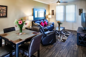 Enjoy dinner in your condo with friends or family.
