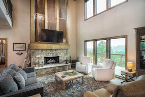 Living room and fireplace
