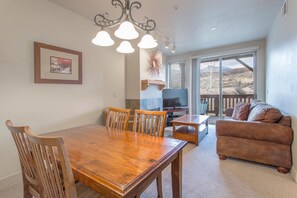 Open living and dining area