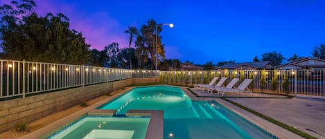 Corner lot on a culdesac  provides privacy while lounging at the pool day/night