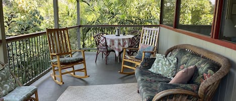 Lanai and living area are elevated to catch the breeze.