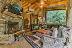 Outdoor Fireplace At River Haven 