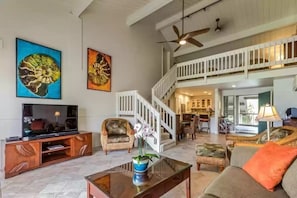 Living Room with Entry, Kitchen and Loft