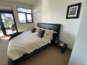 Master bedroom with doors to the patio.