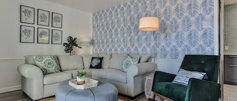 Relax and listen to the ocean in the beautiful decorated living area