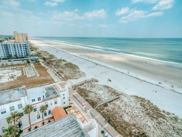 Aerial of the sandy beach