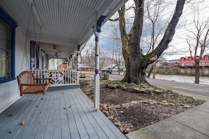 Expansive front porch looking over the river