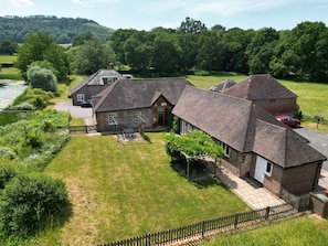 Aerial photo of 1 &amp; 2 Moatside Cottages