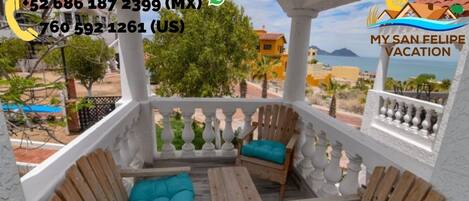 La Hacienda vacation rental condo 19 - Upstairs patio, beach and pool view
