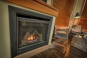 Cozy gas fireplace