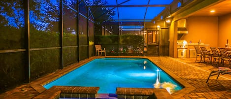 Screened heated pool and spa