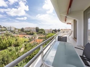 large equipped terrace with open view on the hill and sea view