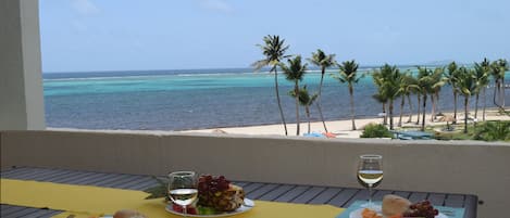 Breakfast overlooking beautiful Sugar Beach in Christiansted, St Croix. 