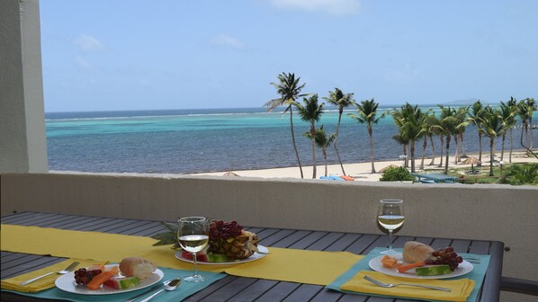 Breakfast overlooking beautiful Sugar Beach in Christiansted, St Croix. 