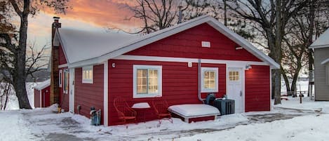 House from driveway winter 