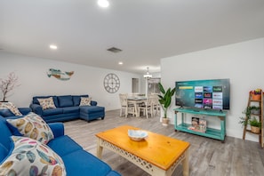 The living room is the perfect gathering spot with room for the whole family.