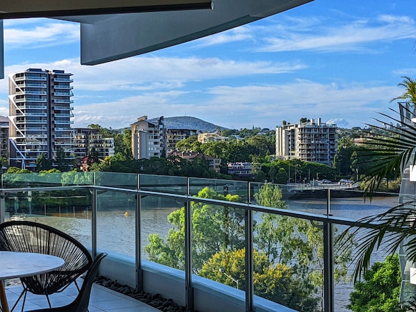 your view across the river to Mt Coot-tha