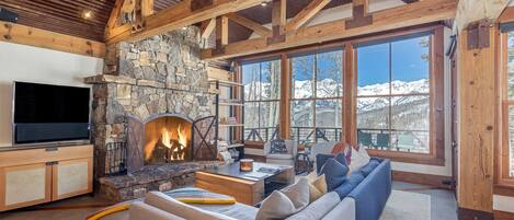 Incredible views of the ski resort and surrounding mountain ranges. This home has a rare, real wood burning fireplace.