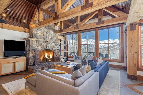 Incredible views of the ski resort and surrounding mountain ranges. This home has a rare, real wood burning fireplace.