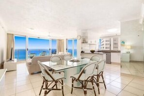 Living & dining area over looking the beach 