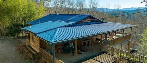 Aerial view of Sheep’s Knob Refuge. Grill , charcoal, fire pit and wood included