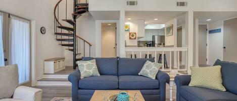 Spiral staircase to upstairs area