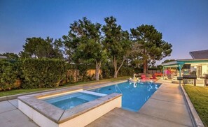 Take a lap or two or Relax in the jacuzzi. 
