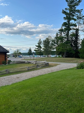 View of Burt Lake from street side of cottage.