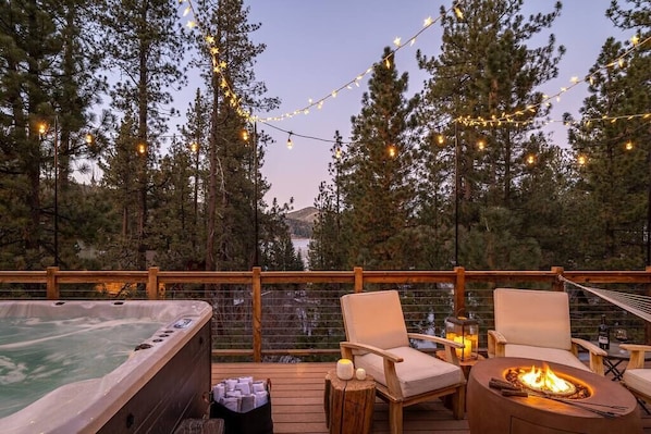 Gather around the firepit for s'mores and wine while taking in the views