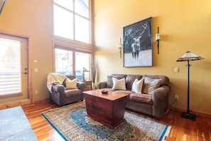 Stunning cathedral ceilings enhance the spacious feel of this amazing penthouse