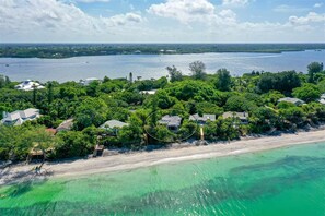 Water aerial view of suite location relative to beach