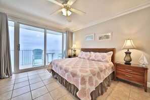 King size bed in the master bedroom.