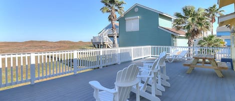 Porch - Elevated Relaxation: 2nd floor balcony deck with picnic table and adirondack seats